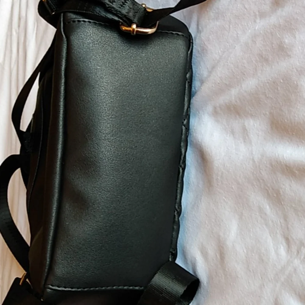 Olivia Miller Quilted‎ Black Mini Backpack Love Pearl Embellished Faux Leather